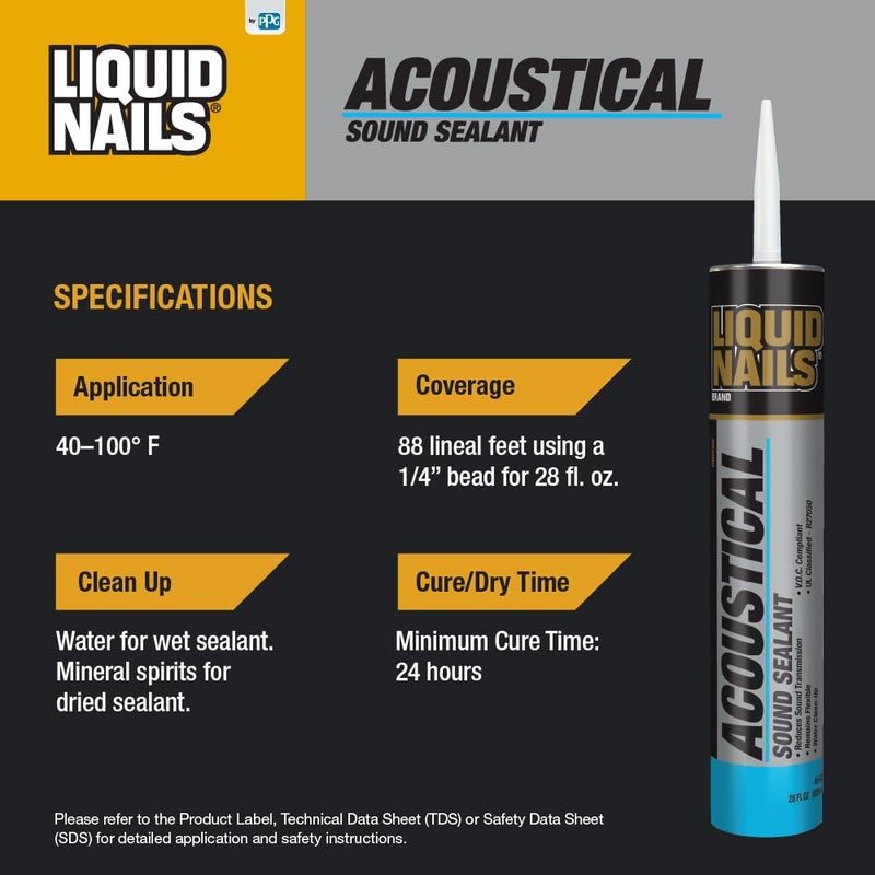 Liquid Nails Acoustical 28 oz. White Interior Sound Reducing Sealant - Image 3